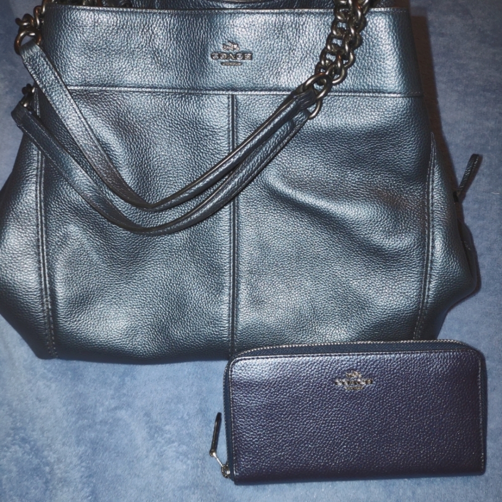 *Matching wallet & bag* Coach Lexy Metalic Blue